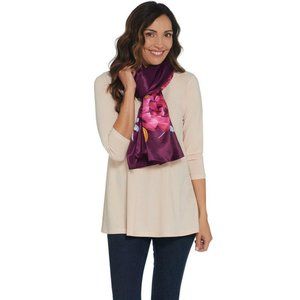 NWT Isaac Mizrahi Printed Shawl Scarf Plum Multi